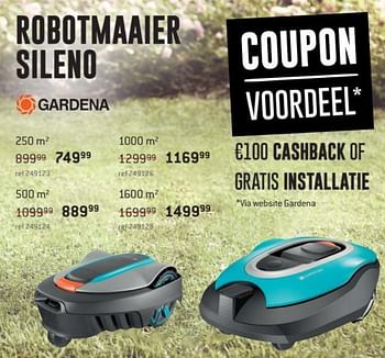 Promoties Gardena robotmaaier sileno - Gardena - Geldig van 28/05/2018 tot 24/06/2018 bij Freetime