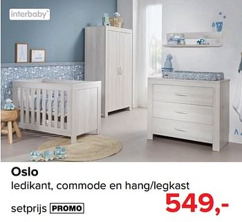 Promoties Oslo ledikant, commode en hang-legkast - Interbaby - Geldig van 28/05/2018 tot 30/06/2018 bij Baby-Dump