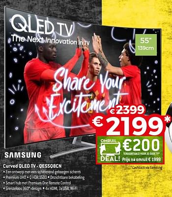 Promoties Samsung curved qled tv - qe55q8cn - Samsung - Geldig van 28/05/2018 tot 30/06/2018 bij Exellent