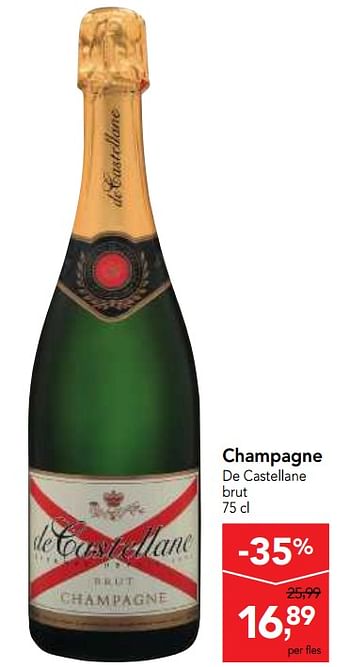 Promoties Champagne de castellane brut - Champagne - Geldig van 06/06/2018 tot 19/06/2018 bij Makro
