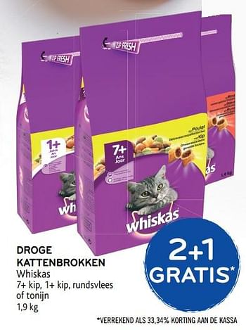 Promoties Droge kattenbrokken whiskas - Whiskas - Geldig van 06/06/2018 tot 19/06/2018 bij Alvo