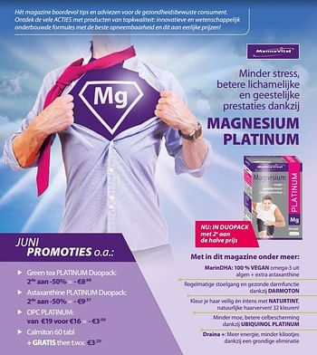 Promoties Mannavital magnesium platinum green tea platinum duopack - Mannavital - Geldig van 01/06/2018 tot 01/07/2018 bij Mannavita