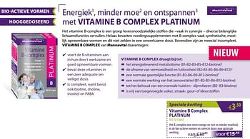 Promoties Mannavital vitamine b complex platinum - Mannavital - Geldig van 01/06/2018 tot 01/07/2018 bij Mannavita