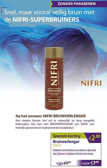 Promoties Nifri bruinverlenger - Nifri - Geldig van 01/06/2018 tot 01/07/2018 bij Mannavita