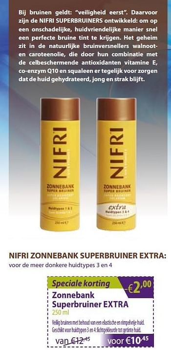 Promoties Nifri zonnebank superbruiner extra - Nifri - Geldig van 01/06/2018 tot 01/07/2018 bij Mannavita