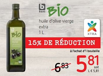 Promotions Boni bio huile d`olive vierge extra - Boni - Valide de 07/06/2018 à 20/06/2018 chez Spar (Colruytgroup)
