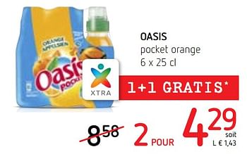 Promotions Oasis pocket orange - Oasis - Valide de 07/06/2018 à 20/06/2018 chez Spar (Colruytgroup)