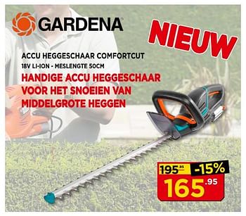 Promoties Gardena accu heggeschaar comfortcut - Gardena - Geldig van 03/06/2018 tot 24/06/2018 bij Bouwcenter Frans Vlaeminck