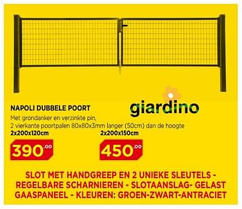 Promoties Giardino napoli dubbele poort - Giardino - Geldig van 03/06/2018 tot 24/06/2018 bij Bouwcenter Frans Vlaeminck