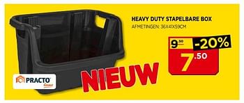 Promotions Heavy duty stapelbare box - Practo - Valide de 03/06/2018 à 24/06/2018 chez Bouwcenter Frans Vlaeminck