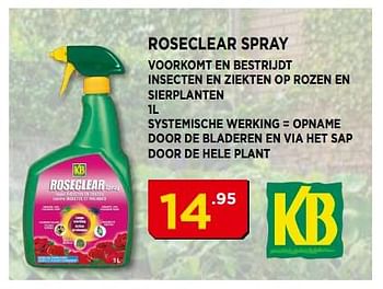 Promoties Kb roseclear spray - KB - Geldig van 03/06/2018 tot 24/06/2018 bij Bouwcenter Frans Vlaeminck