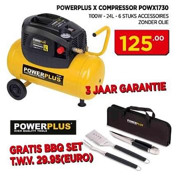 Promoties Powerplus x compressor powx1730 - Powerplus - Geldig van 03/06/2018 tot 24/06/2018 bij Bouwcenter Frans Vlaeminck