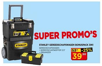 Promoties Stanley gereedschapswagen bonuspack 3in1 - Stanley - Geldig van 03/06/2018 tot 24/06/2018 bij Bouwcenter Frans Vlaeminck