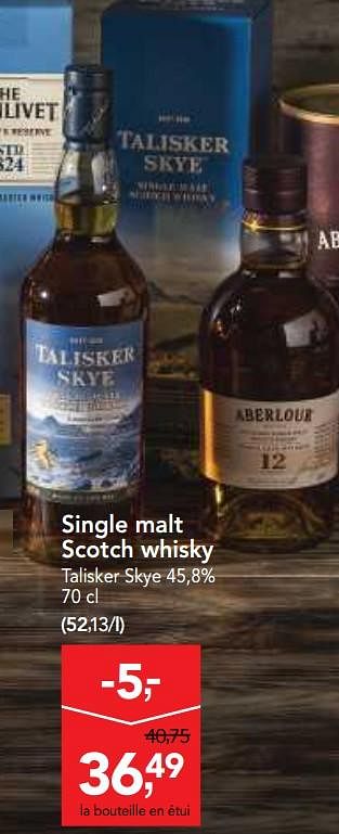 Promotions Single malt scotch whisky talisker skye - Talisker skye - Valide de 06/06/2018 à 19/06/2018 chez Makro