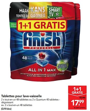 Promotions Tablettes pour lave-vaisselle - Finish - Valide de 06/06/2018 à 19/06/2018 chez Makro