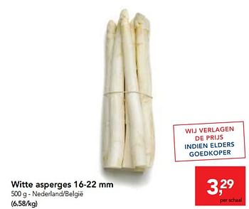 Promoties Witte asperges 16-22 mm - Huismerk - Makro - Geldig van 06/06/2018 tot 19/06/2018 bij Makro