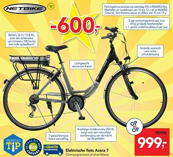 Promoties Netbike elektrische fiets acera 7 - Netbike - Geldig van 06/06/2018 tot 19/06/2018 bij Makro
