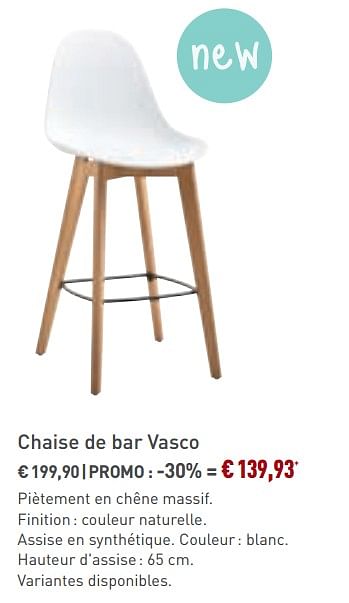 Promotions Chaise de bar vasco - Bristol - Valide de 27/05/2018 à 26/06/2018 chez Overstock