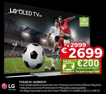 Promotions Lg tv oled 4k - oled65c7v - LG - Valide de 28/05/2018 à 30/06/2018 chez Exellent
