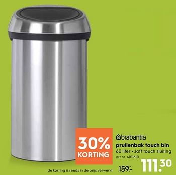 aansporing Opera vertraging Brabantia Prullenbak touch bin - Promotie bij Blokker