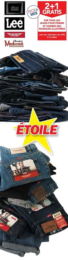 Promoties 2+1 gratis sur tous les jeans pour femme et homme des marques illustrées - Huismerk - Makro - Geldig van 06/06/2018 tot 19/06/2018 bij Makro