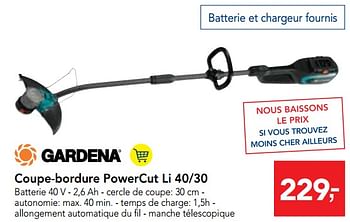 Promoties Gardena coupe-bordure powercut li 40-30 - Gardena - Geldig van 06/06/2018 tot 19/06/2018 bij Makro