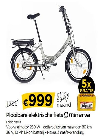 Promoties Plooibare elektrische fiets minerva foldo nexus - Minerva - Geldig van 01/06/2018 tot 27/06/2018 bij Molecule