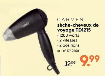 Promotions Carmen sèche-cheveux de voyage td1215 - Carmen - Valide de 30/05/2018 à 05/06/2018 chez Blokker