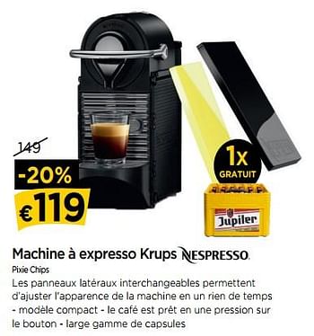 Promotions Machine à expresso krups nespresso pixie chips - Krups - Valide de 01/06/2018 à 27/06/2018 chez Molecule
