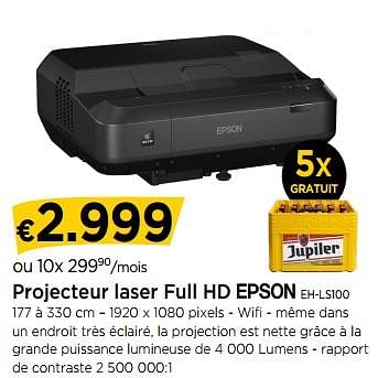 Promotions Projecteur laser full hd epson eh-ls100 - Epson - Valide de 01/06/2018 à 27/06/2018 chez Molecule