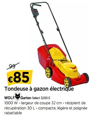 Promotions Tondeuse à gazon électrique wolf garten select 3200 e - Wolf Garten - Valide de 01/06/2018 à 27/06/2018 chez Molecule