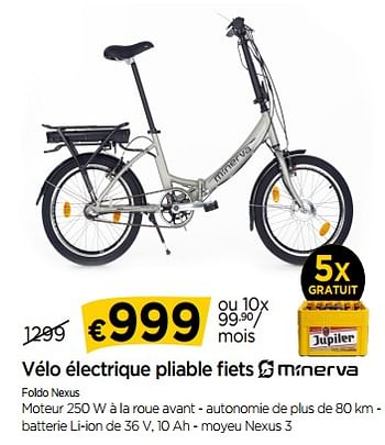 Promotions Vélo électrique pliable fiets minerva foldo nexus - Minerva - Valide de 01/06/2018 à 27/06/2018 chez Molecule