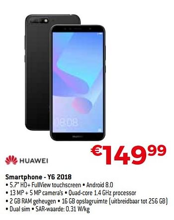 Promoties Huawei smartphone - y6 2018 - Huawei - Geldig van 28/05/2018 tot 30/06/2018 bij Exellent