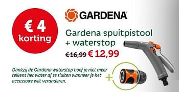 Promoties Gardena spuitpistool + waterstop - Gardena - Geldig van 30/05/2018 tot 09/06/2018 bij Aveve