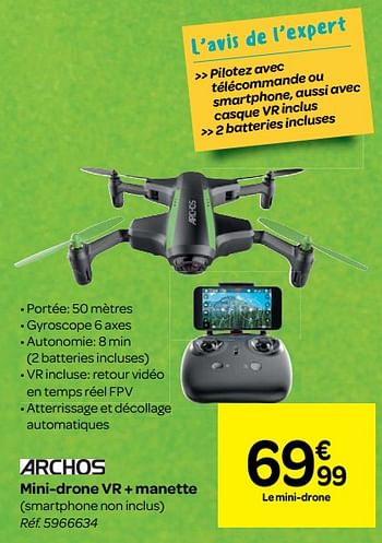 Promotions Archos mini-drone vr + manette - Archos - Valide de 30/05/2018 à 25/06/2018 chez Carrefour