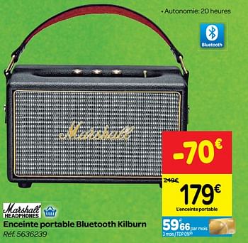 Promoties Enceinte portable bluetooth kilburn - MARSHALL - Geldig van 30/05/2018 tot 25/06/2018 bij Carrefour