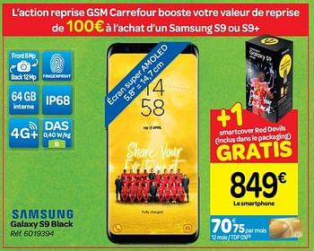 Promotions Samsung galaxy s9 black - Samsung - Valide de 30/05/2018 à 25/06/2018 chez Carrefour