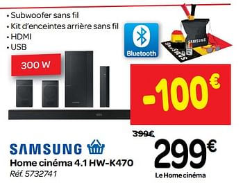 Promoties Samsung home cinéma 4.1 hw-k470 - Samsung - Geldig van 30/05/2018 tot 25/06/2018 bij Carrefour