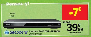 Promoties Sony lecteur dvd dvp-sr760h - Sony - Geldig van 30/05/2018 tot 25/06/2018 bij Carrefour