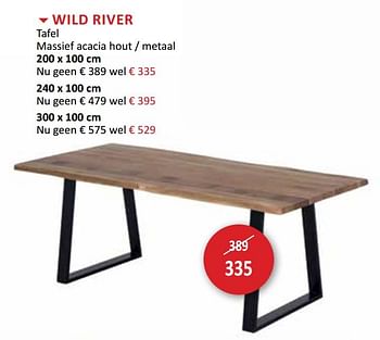Promotions Wild river tafel - Produit maison - Weba - Valide de 30/05/2018 à 28/06/2018 chez Weba