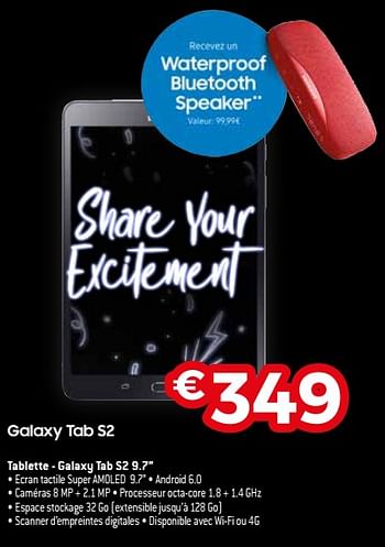 Promotions Samsung tablette - galaxy tab s2 9.7 - Samsung - Valide de 28/05/2018 à 30/06/2018 chez Exellent