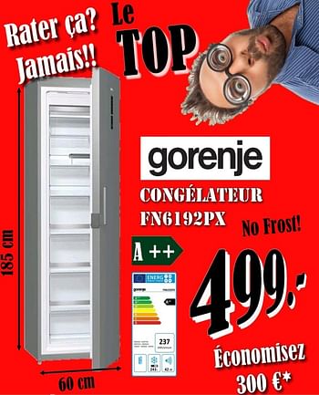 Promotions Gorenje congélateur fn6192px - Gorenje - Valide de 01/06/2018 à 29/06/2018 chez Electro Zschau