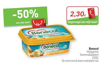 Promotions Benecol margarine smeren+bakken - Benecol - Valide de 01/06/2018 à 30/06/2018 chez Intermarche