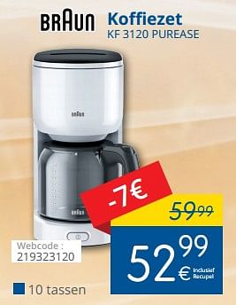 Promoties Braun koffiezet kf 3120 purease - Braun - Geldig van 01/06/2018 tot 30/06/2018 bij Eldi