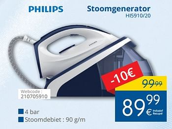 Promotions Philips stoomgenerator hi5910-20 - Philips - Valide de 01/06/2018 à 30/06/2018 chez Eldi