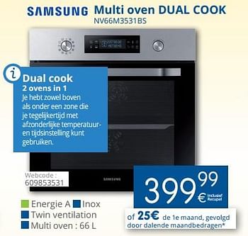 Promoties Samsung multi oven dual cook nv66m3531bs - Samsung - Geldig van 01/06/2018 tot 30/06/2018 bij Eldi