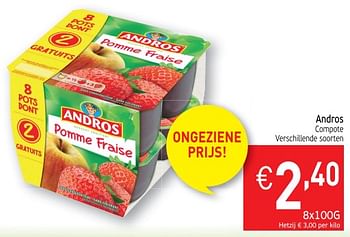 Andros Compotes Pomme Fraise 8x100g