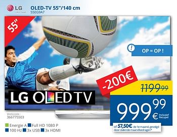 Promoties Lg oled-tv 55eg9a7 - LG - Geldig van 01/06/2018 tot 30/06/2018 bij Eldi