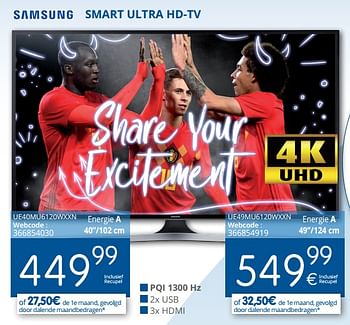 Promoties Samsung smart ultra hd-tv ue40mu6120wxxn - Samsung - Geldig van 01/06/2018 tot 30/06/2018 bij Eldi