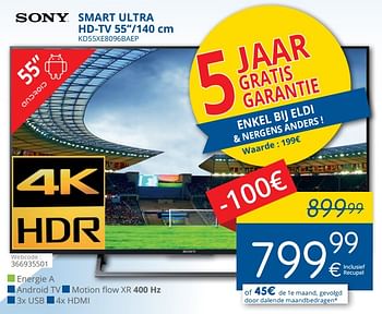 Promotions Sony smart ultra hd-tv kd55xe8096baep - Sony - Valide de 01/06/2018 à 30/06/2018 chez Eldi